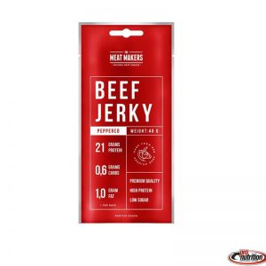 Protein Beef Jerky 40 g Pro Nutrition è uno snack proteico a base di carne di manzo di prima qualità. Ogni busta da 40 g apporta più del 50% di proteine ad alto valore biologico ed una ridottissima quantità di grassi e carboidrati.